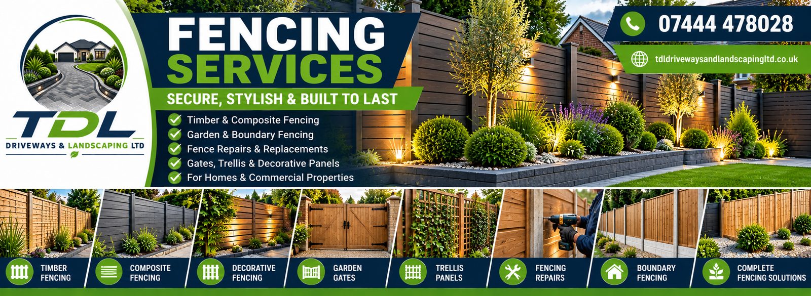 TDL Fencing Services: timber and composite fencing, garden gates, trellis panels, repairs and boundary fencing