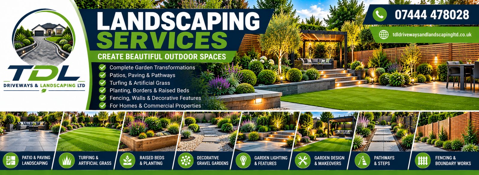TDL Landscaping Services: complete garden transformations, patios, raised beds, gravel gardens, fencing and walls